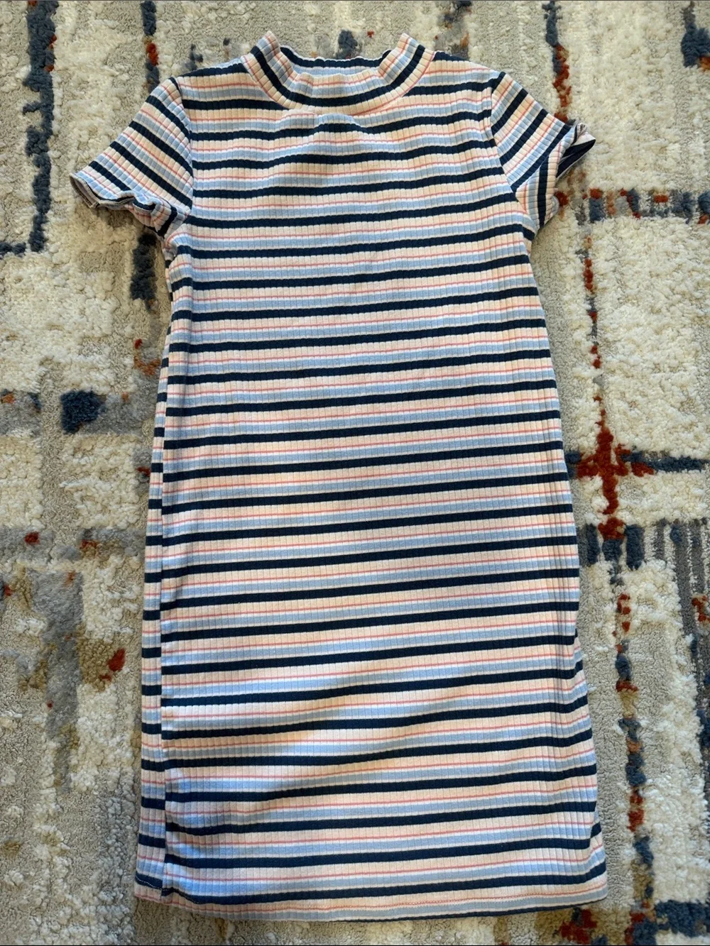 Carter's and Oshkosh Girls' Navy, Pink & White Striped Dresses (2)